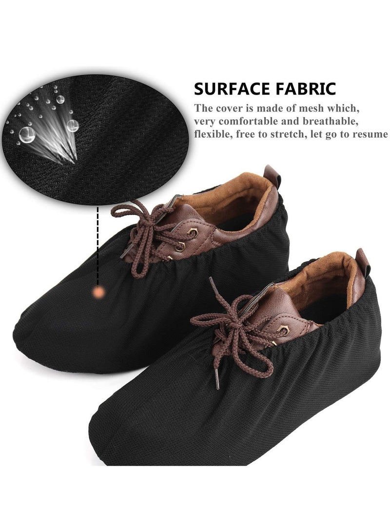 3 Pairs Reusable Filmy Mesh Non-Slip Washable Shoe Covers, Breathable Fabric, One Size Fit, Quiet Sole, Lightweight Indoor Shoe Protectors – Black - Image 4